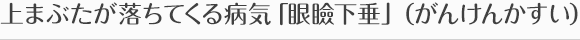 上まぶたが落ちてくる病気「眼瞼下垂」（がんけんかすい）